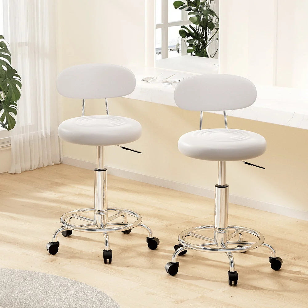 Saddle Salon Stool Set of 2 Swivel Backrest Barber Chair