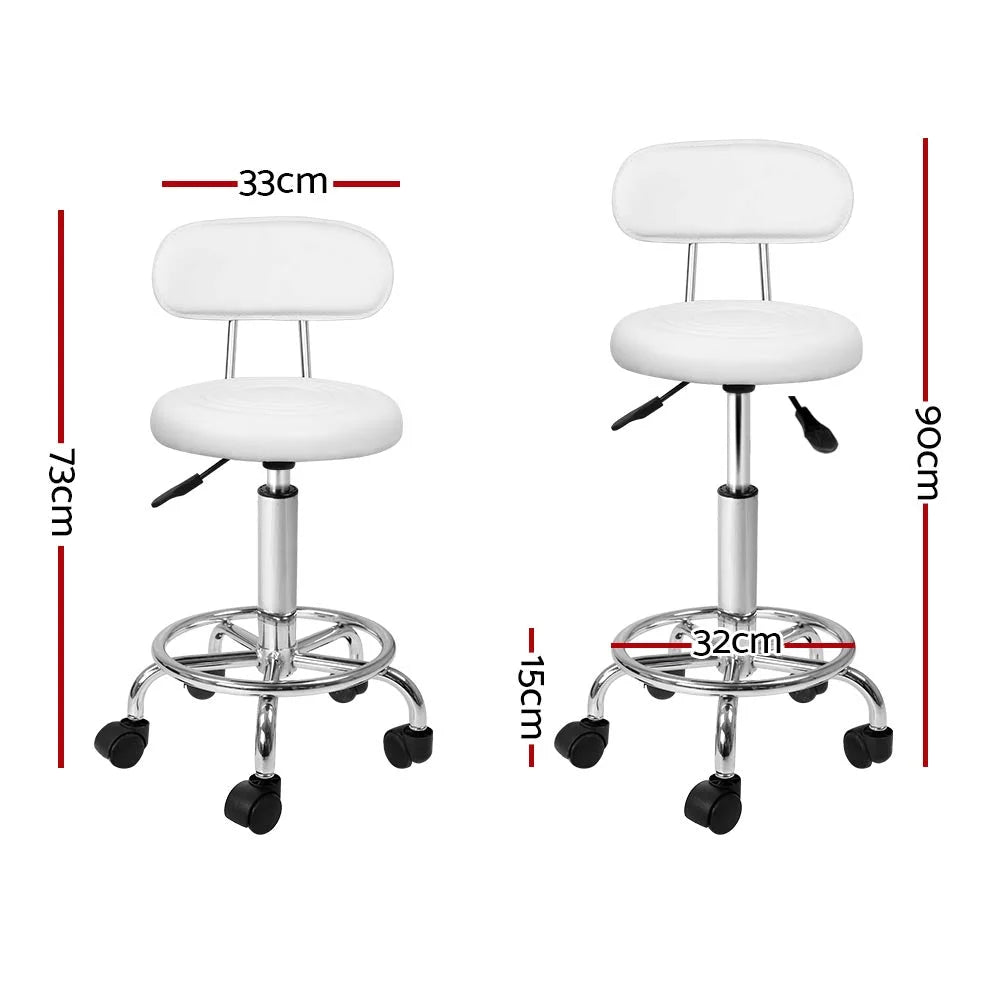 Saddle Salon Stool Set of 2 Swivel Backrest Barber Chair