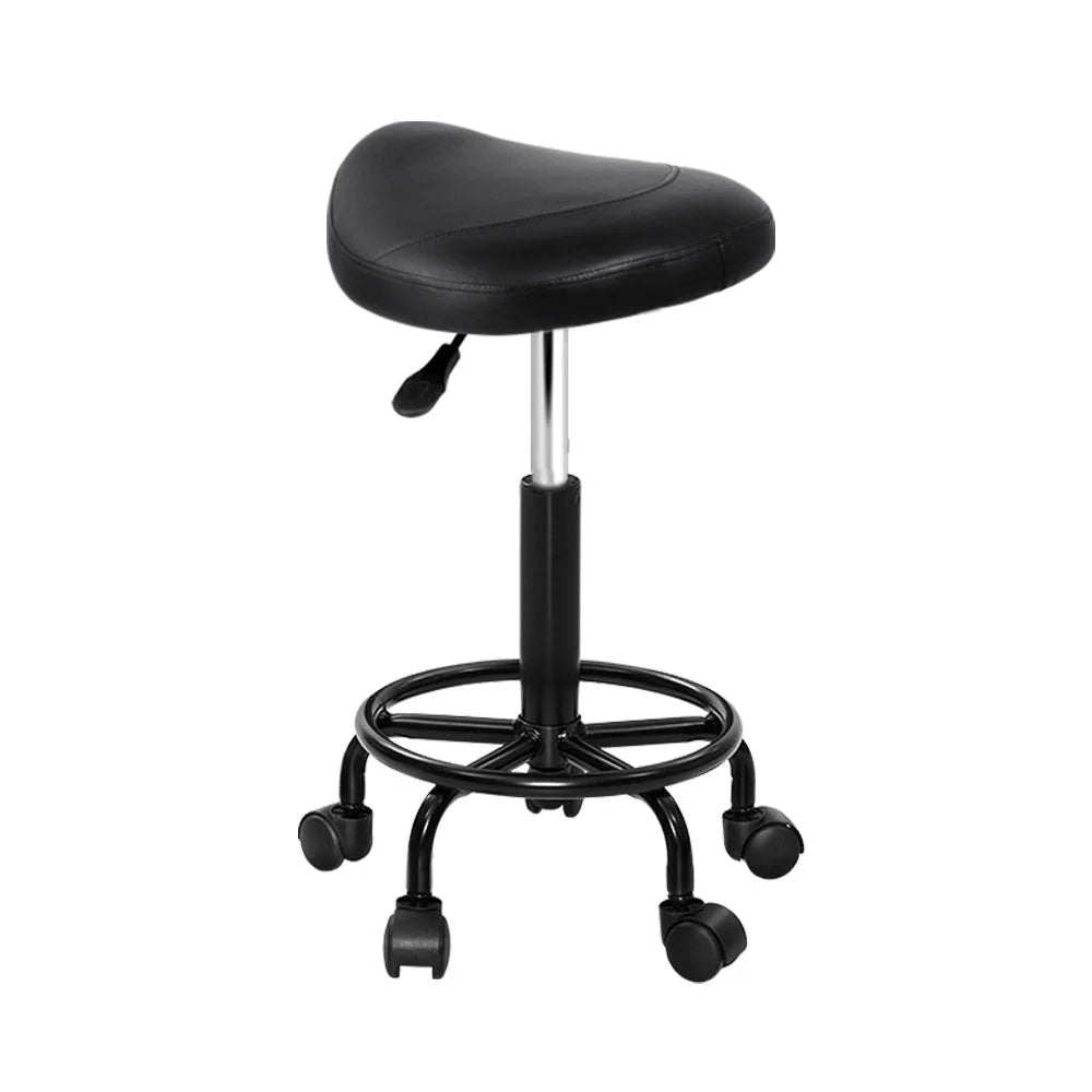 Saddle Stool Salon Chair - Black Swivel Beauty Barber
