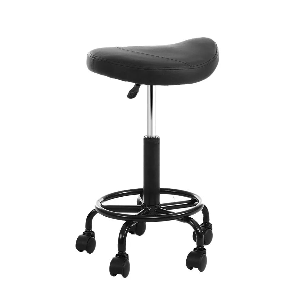 Saddle Stool Salon Chair - Black Swivel Beauty Barber