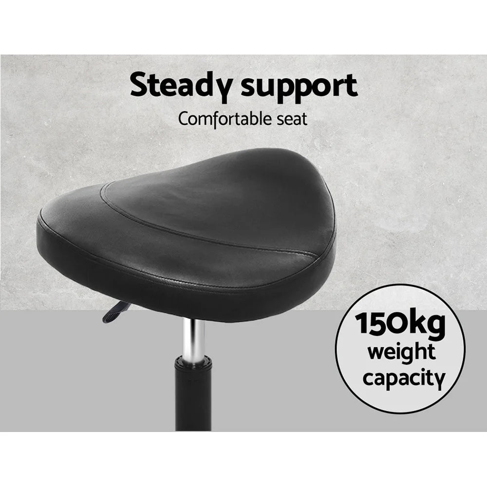 Saddle Stool Salon Chair - Black Swivel Beauty Barber