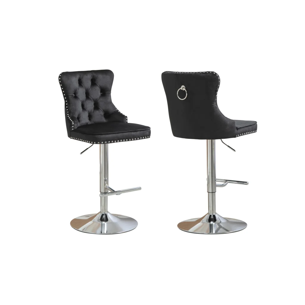 Sahara Black Barstool with Silver Stand -Set of 2