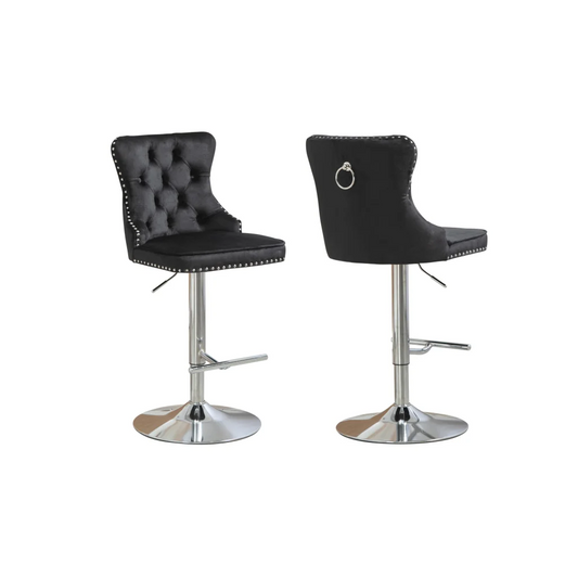 Sahara Black Barstool with Silver Stand -Set of 2
