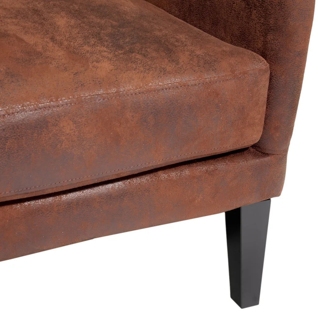 Salerno Brown Microfibre High Back Armchair - Furniture >