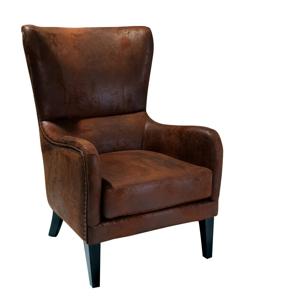 Salerno Brown Microfibre High Back Armchair - Furniture >