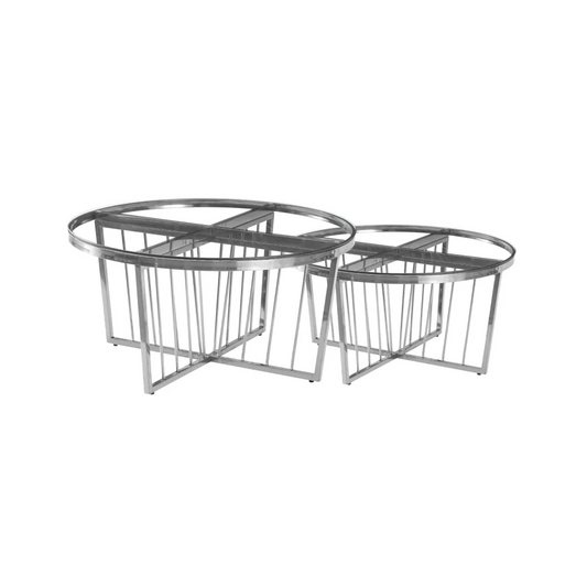 Salina Coffee Table 80cm Silver Base Clear Glass - Furniture