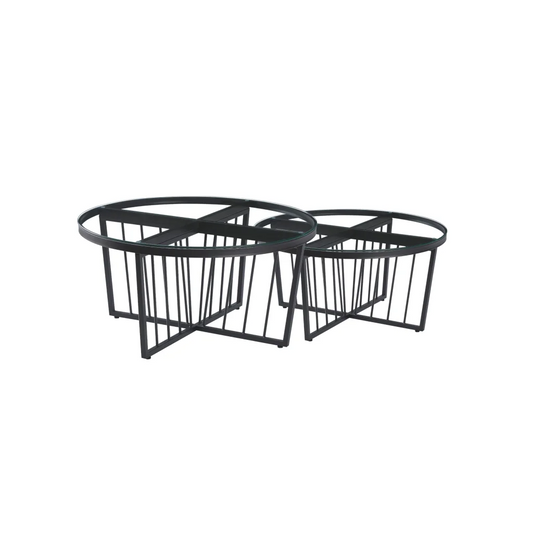 Salina Coffee Table 90cm Black Base - Clear Glass