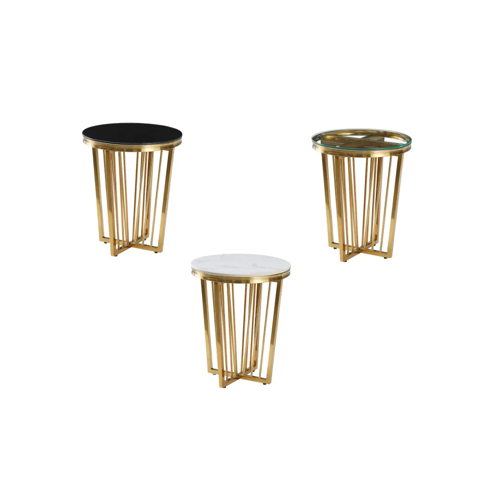Salina Side Table 45cm Gold Base Clear Glass - Furniture