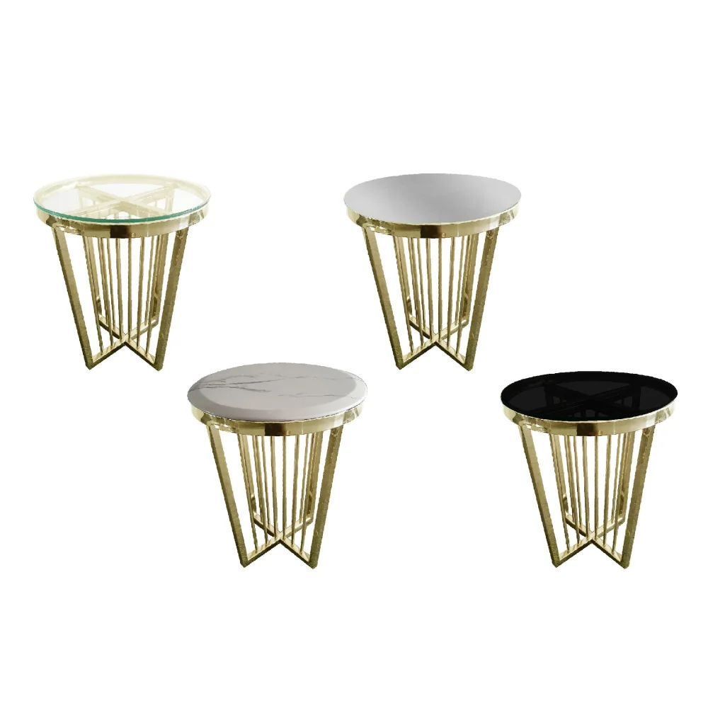 Salina Side Table 45cm Gold Base - White Marble - Furniture