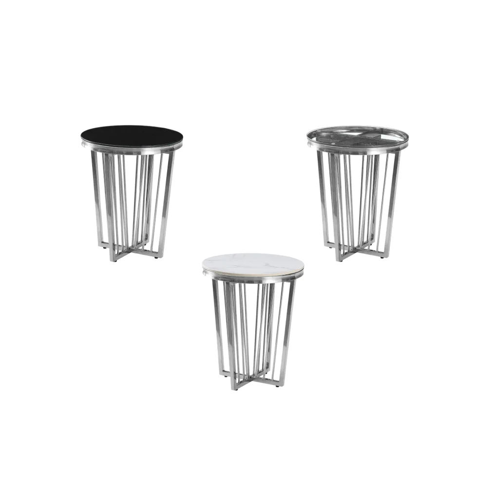 Salina Side Table 45cm Silver Base Clear Glass - Furniture