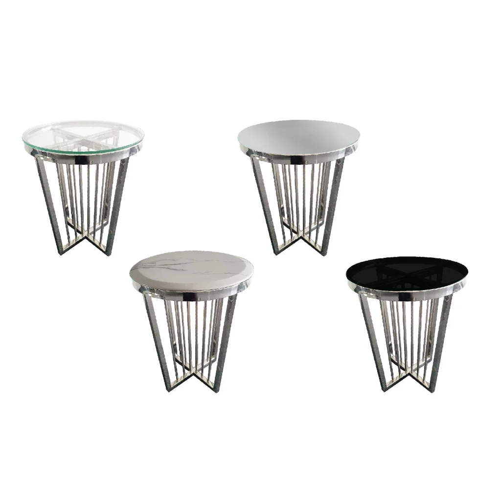 Salina Side Table 45cm Silver Base - White Marble