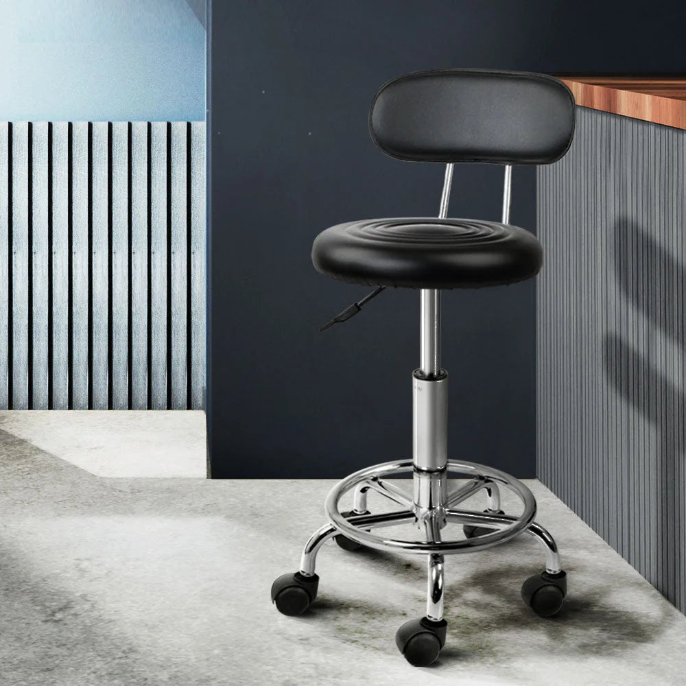 Salon Stool Chair - Swivel Barber Backrest Hairdressing