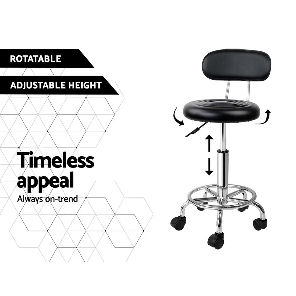 Salon Stool Chair - Swivel Barber Backrest Hairdressing