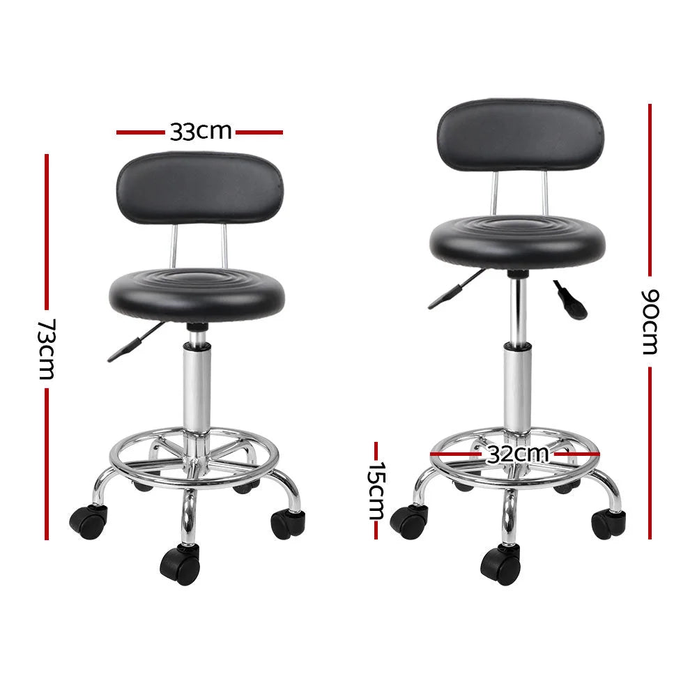 Salon Stool Chair - Swivel Barber Backrest Hairdressing