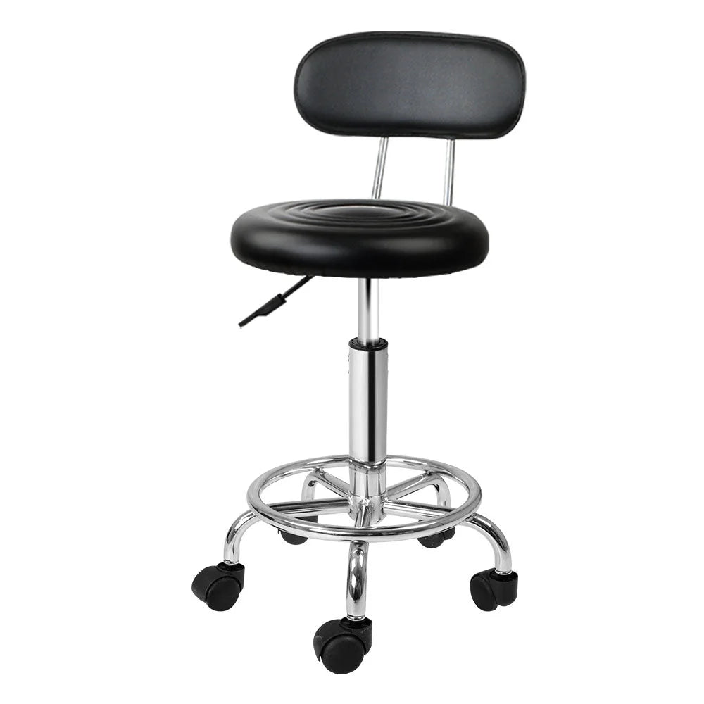 Salon stool chair with mesh backrest and caster base
