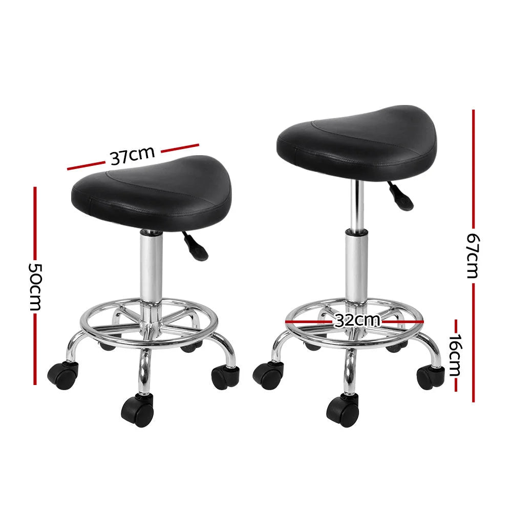 Salon Stool Saddle Black PU Swivel Barber Hairdressing