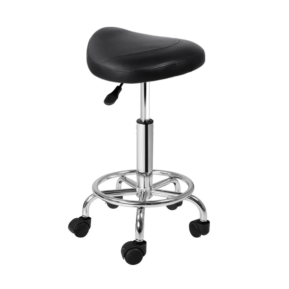 Salon Stool Saddle Black PU Swivel Barber Hairdressing