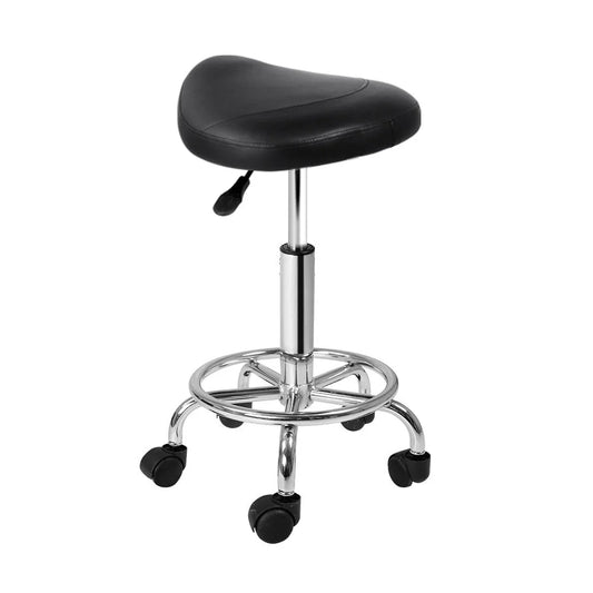 Salon Stool Saddle Black PU Swivel Barber Hairdressing