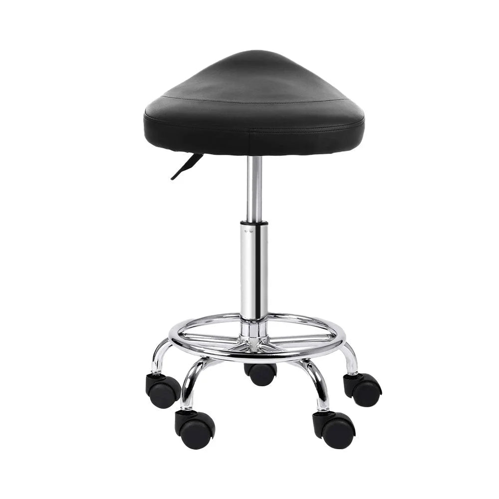 Salon Stool Saddle Black PU Swivel Barber Hairdressing