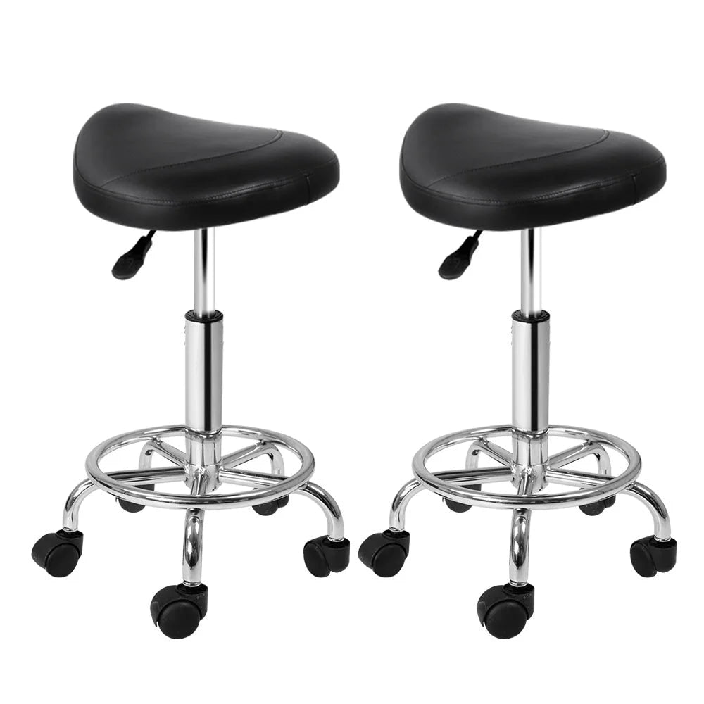 Black 2 2x chair with salon stool saddle swivel