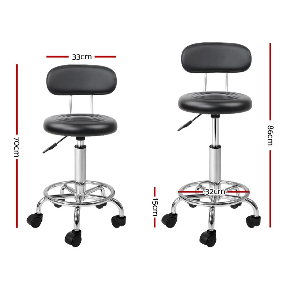 Set of two hydraulic swivel salon stools