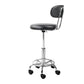 Salon stool swivel with caster wheels and side handle rail