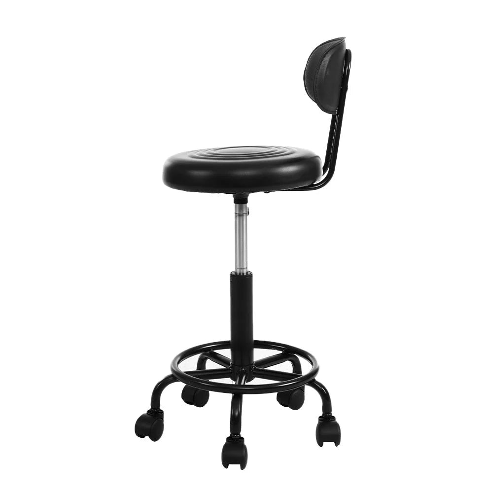 Salon stool swivel with size cues and product form