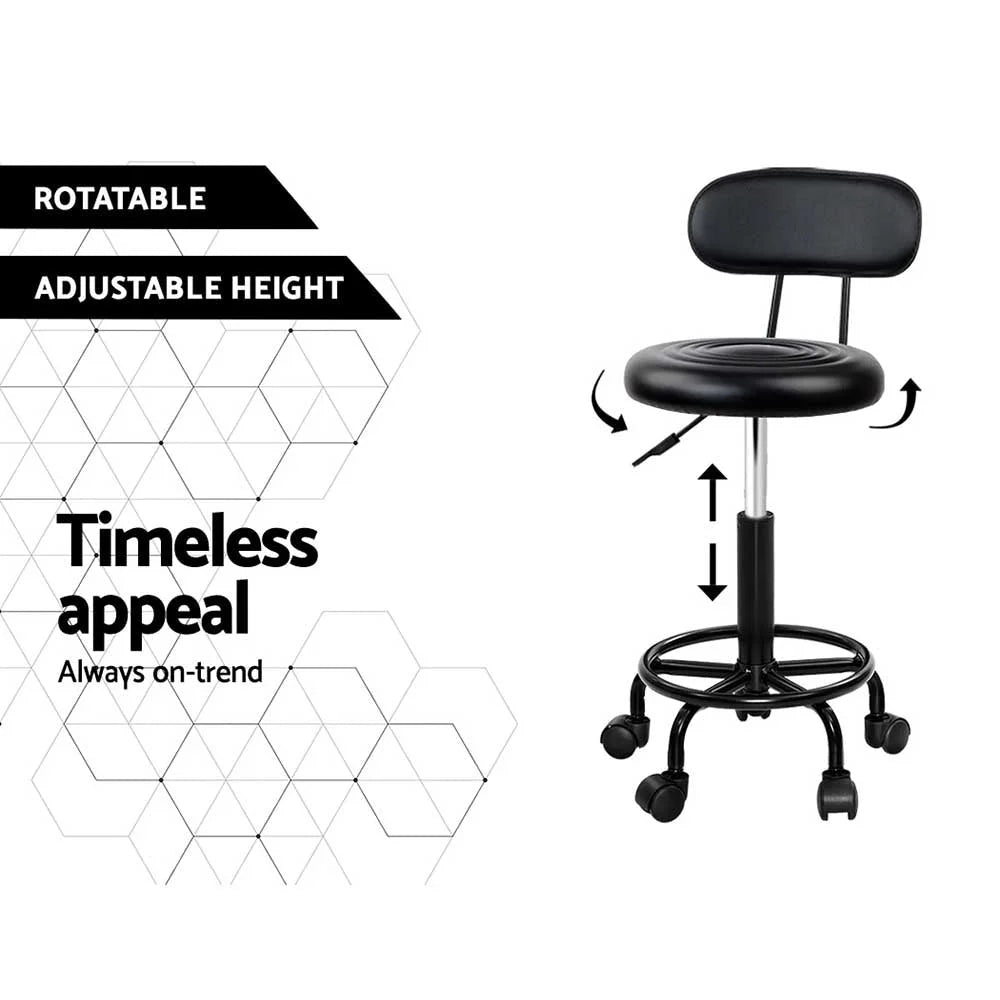 Salon stool swivel with product-specific shape and colour cues