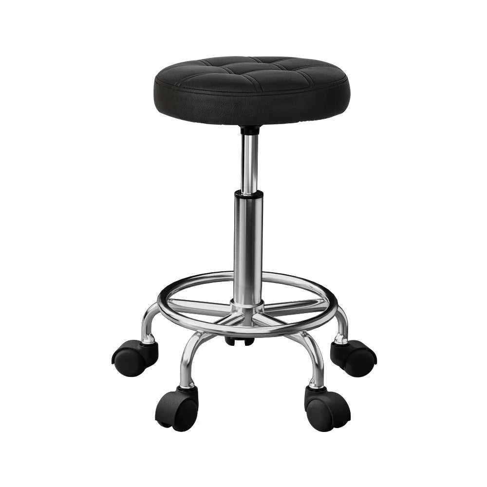 Black chair with salon stool swivel height