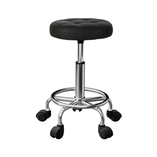 Black chair with salon stool swivel height
