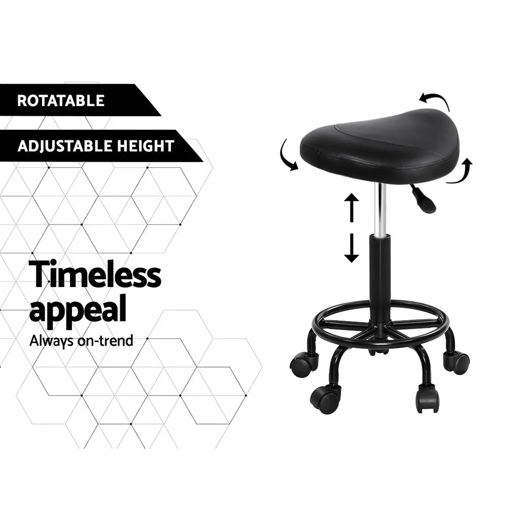 Salon Stools Set of 2 Saddle Swivel Barber Chairs Bar