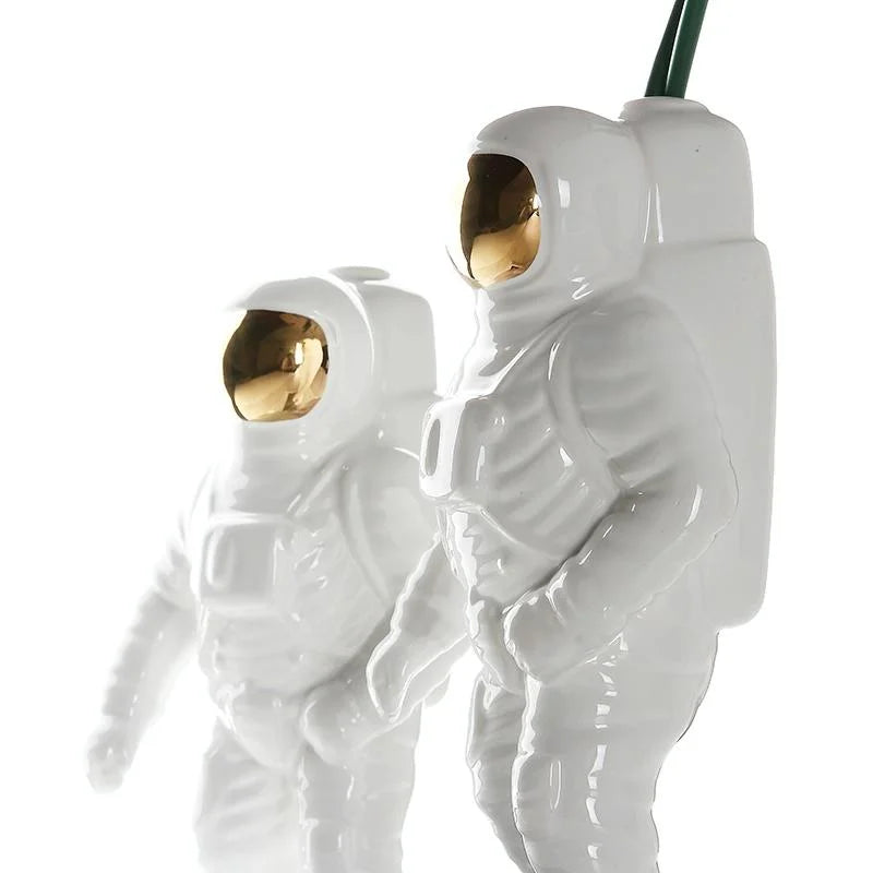 Salute Astronaut Ceramic Vase - Tabletop Decor with Dried