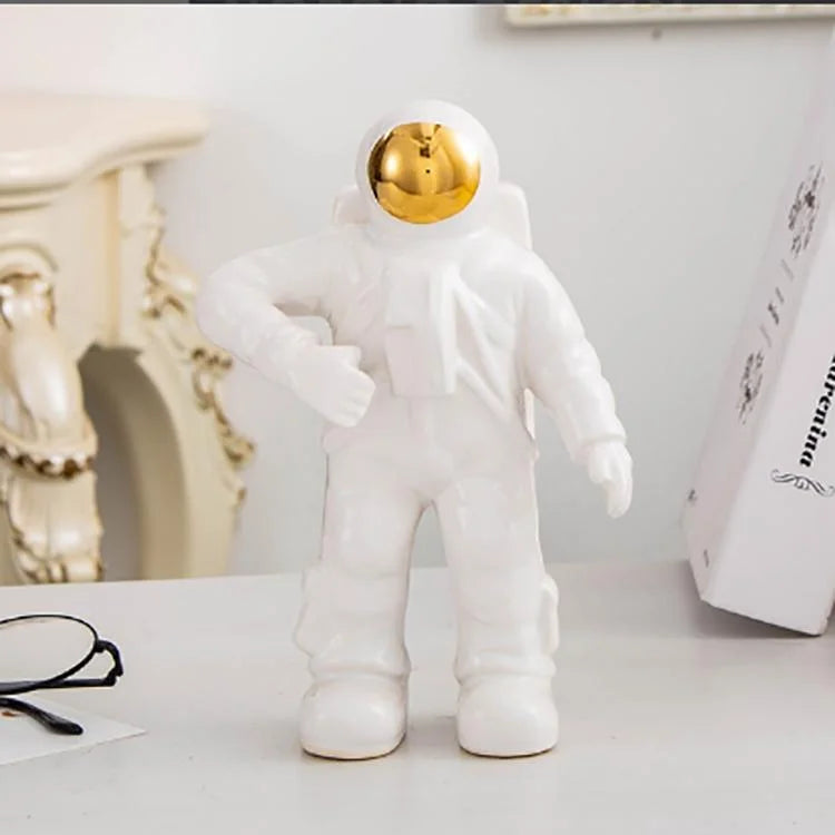 Salute Astronaut Ceramic Vase - Tabletop Decor with Dried