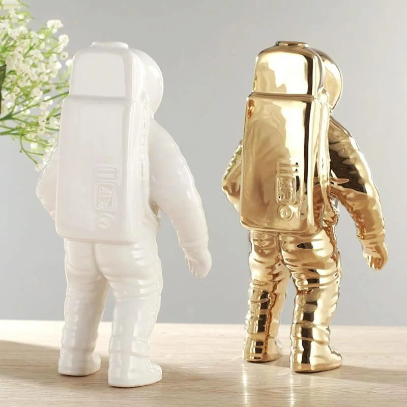 Salute Astronaut Ceramic Vase - Tabletop Decor with Dried