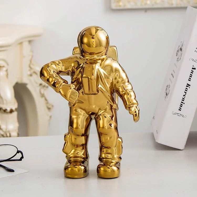 Salute Astronaut Ceramic Vase - Tabletop Decor with Dried