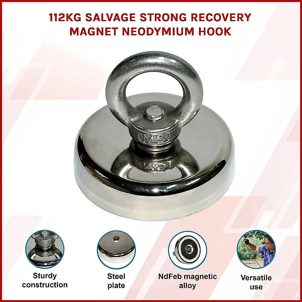 Salvage Recovery Magnet Neodymium Hook 112Kg Strong