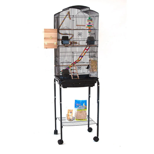 Samland Dome Top High Bird Cage on Stand with Play Toys