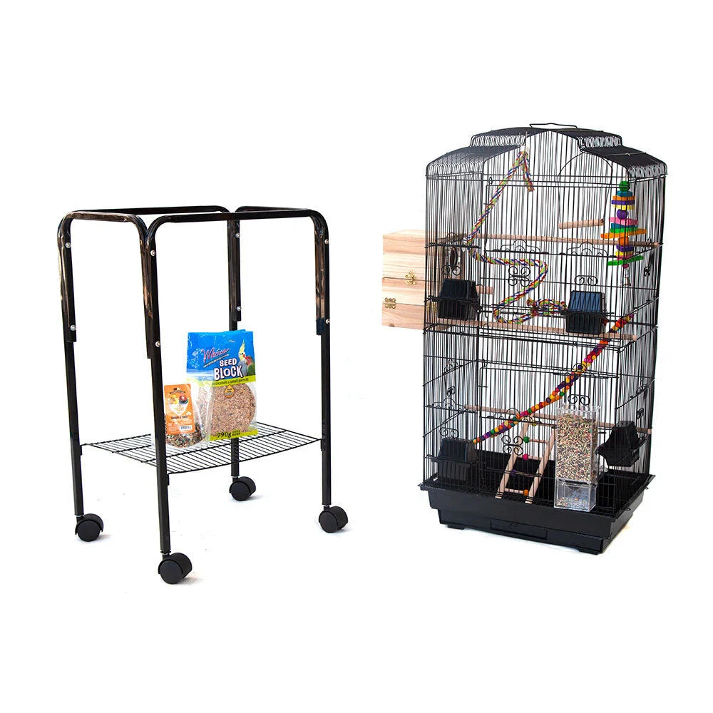 Samland Dome Top High Bird Cage on Stand with Play Toys