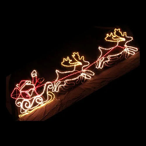Samland Led Santa on Sleigh Reindeer Rope Light - Occasions