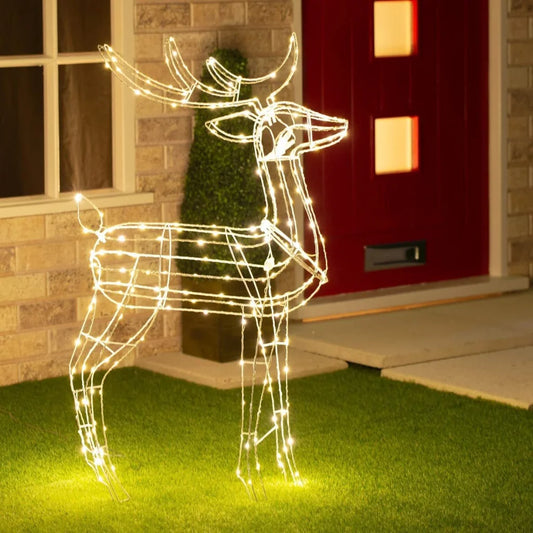 Samland Led Warm White Copper Wired 3d Standing Reindeer