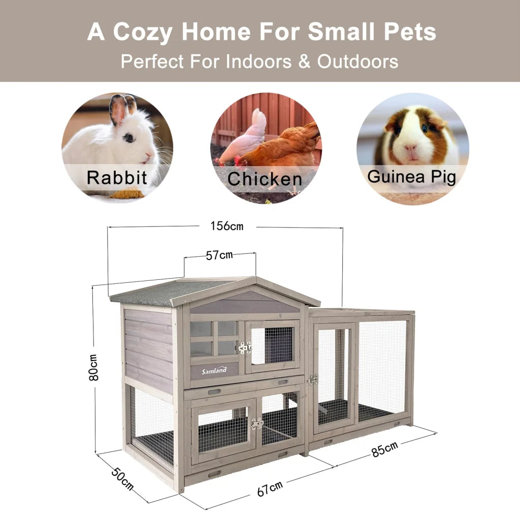 Samland Rabbit Hutch Cage Indoor and Outdoor Chicken Coop