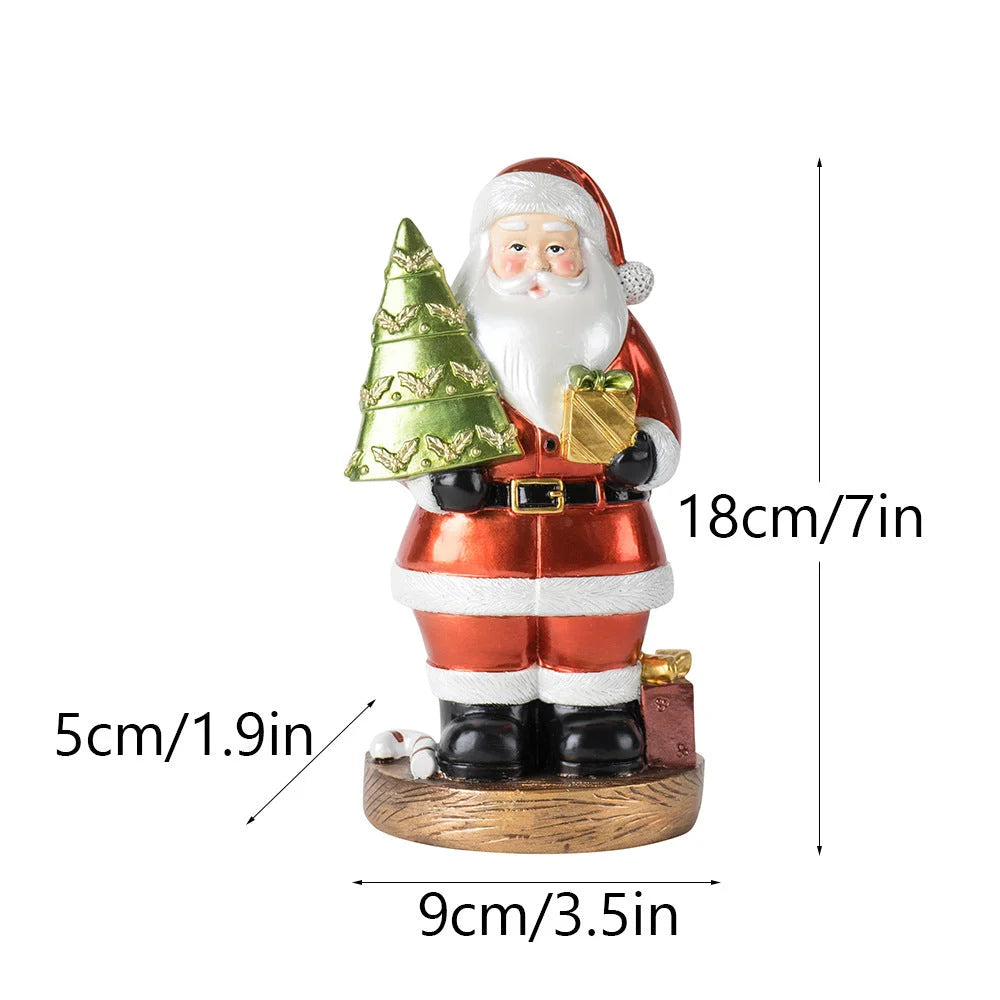 Santa Claus Figurine with Christmas Tree - 18cm Festive
