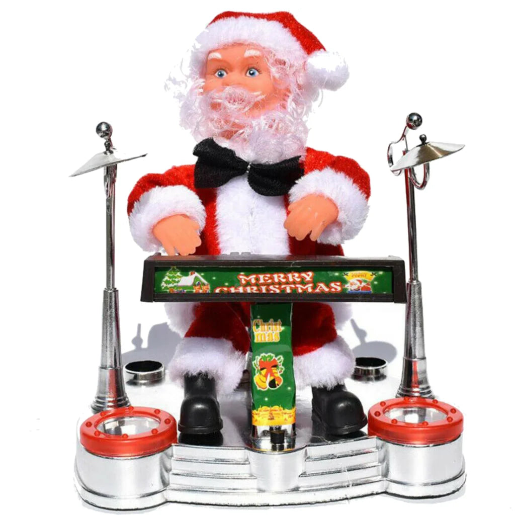 Santa Claus Playing Ornament Piano Doll Musical Toy Xmas