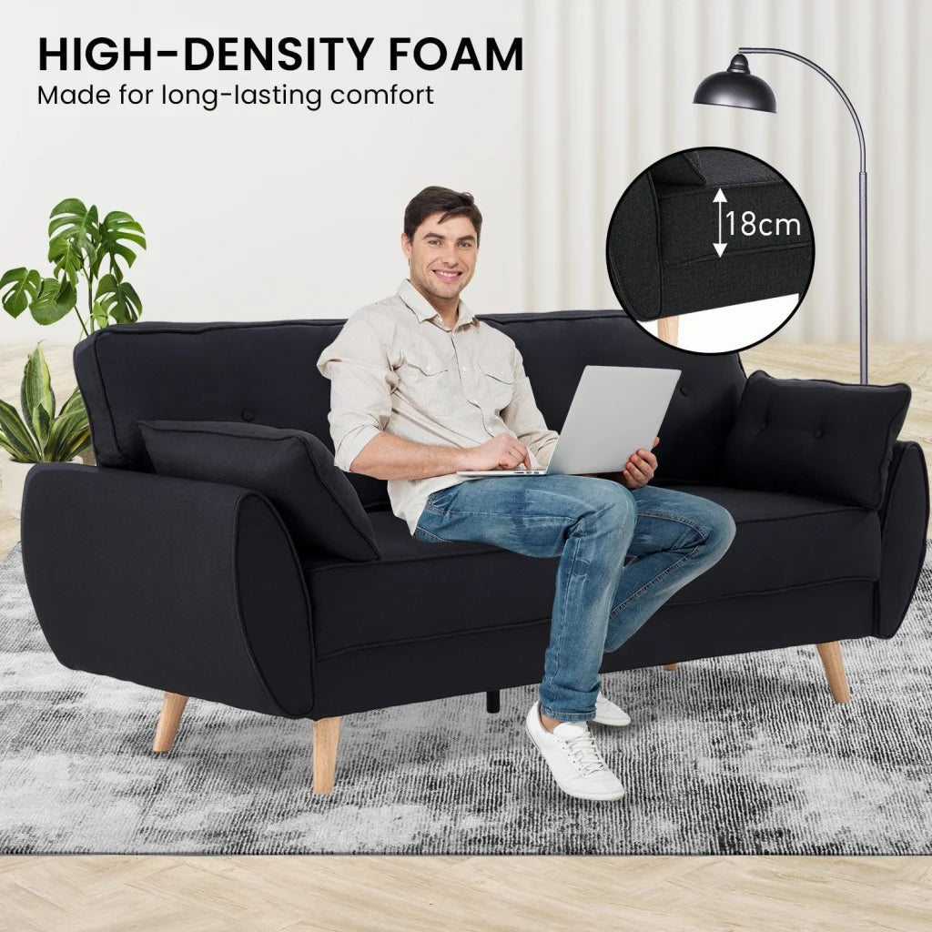 Sarantino 3 Seater Modular Linen Fabric Sofa Bed Couch
