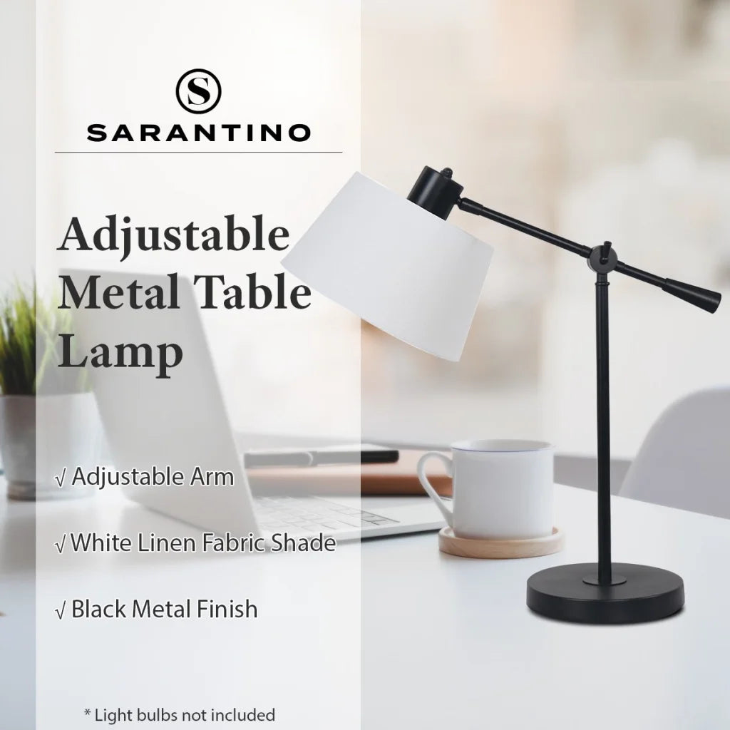 Sarantino Adjustable Metal Table Lamp In Black - Home &