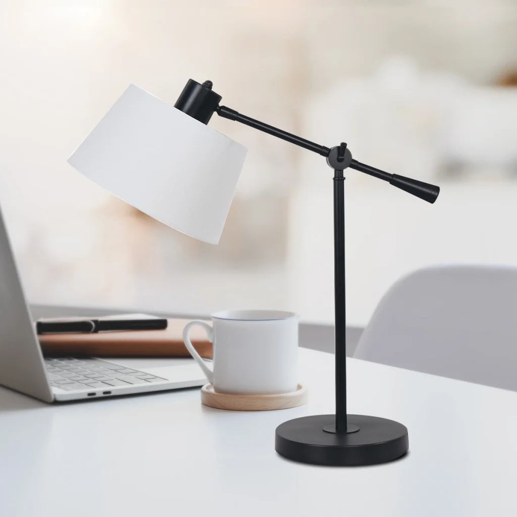 Sarantino Adjustable Metal Table Lamp In Black - Home &