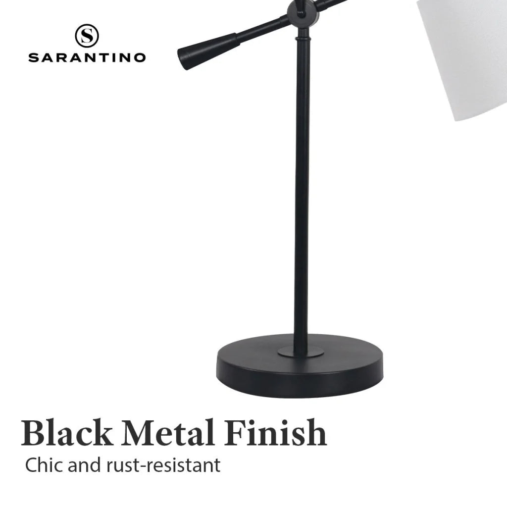 Sarantino Adjustable Metal Table Lamp In Black - Home &