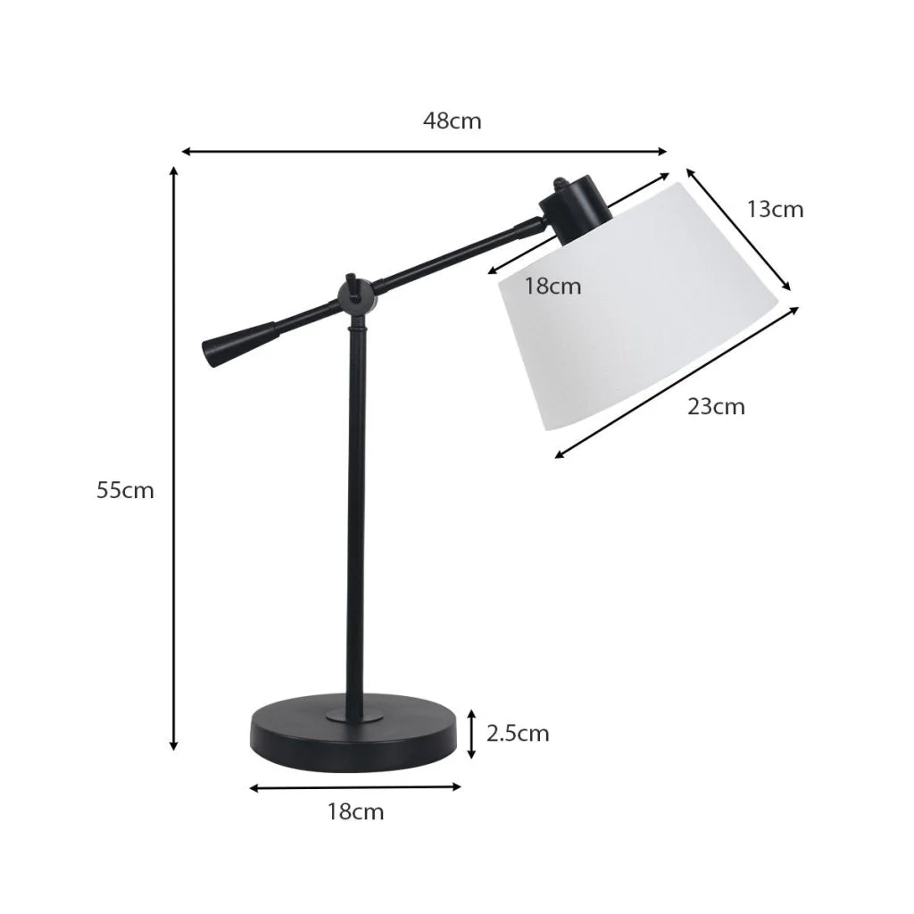 Sarantino Adjustable Metal Table Lamp In Black - Home &