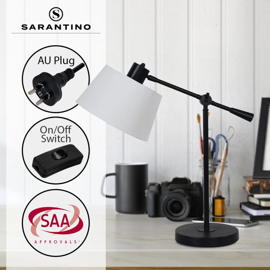 Sarantino Adjustable Metal Table Lamp In Black - Home &