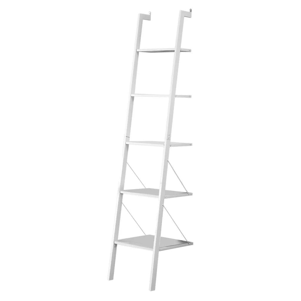 Sarantino Amelia 5-Tier Ladder Shelf in White - Furniture >
